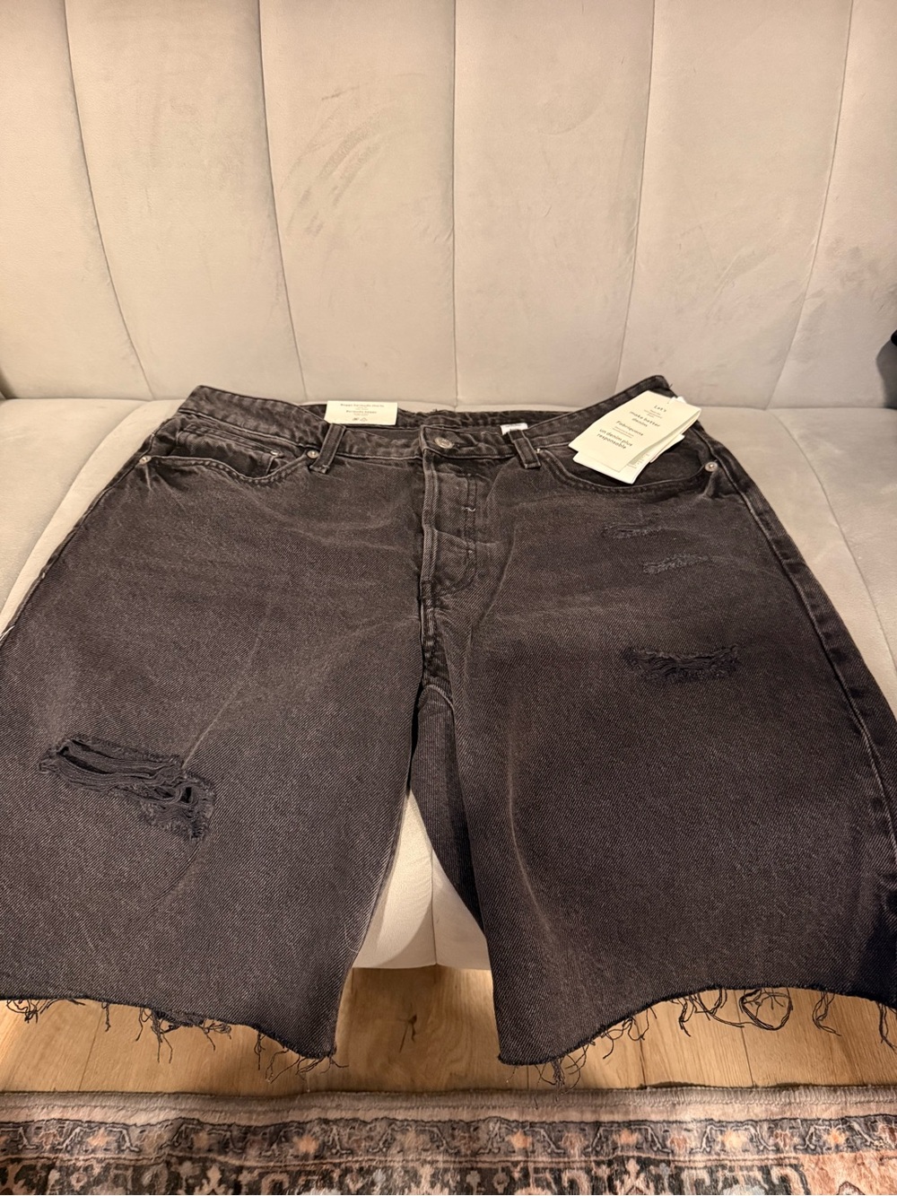 H&M Women  Black Distressed Denim Shorts